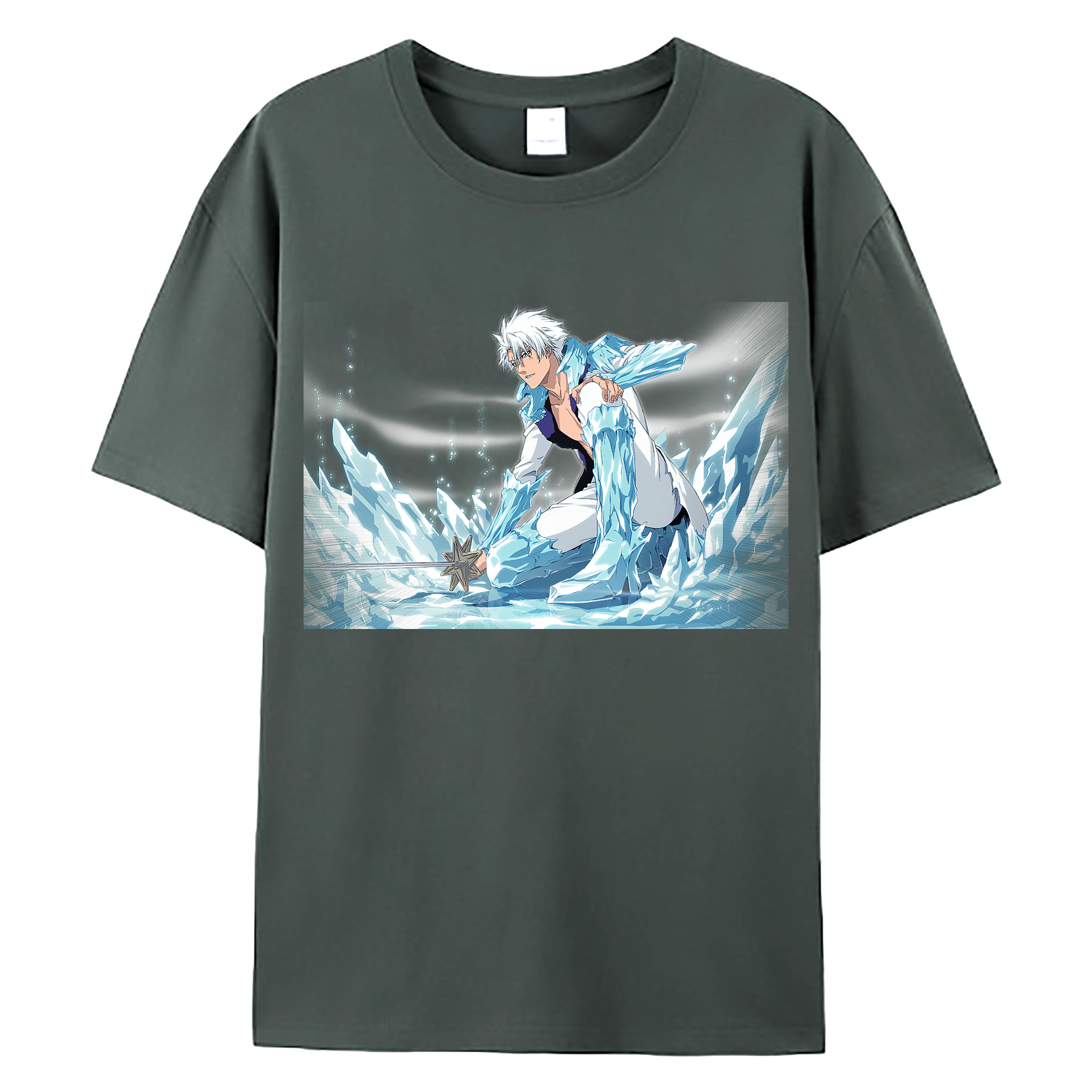（画像用） ブリーチ 日番谷冬獅郎（ひつがや とうしろう） BLEACH Hitsugaya Toushirou 綿100％ メンズ半袖Tシャツ｜肌触りやわらか＆通気性